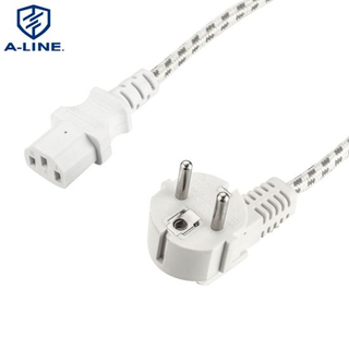 OEM VDE Approval European 3pins Power Plug with Braided Wire
